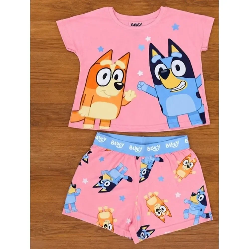 Bluey Girls Pajama Set Size 10/12 Pink Bingo Bluey Shirt Shorts PJs